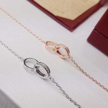 [Clover Jewelry]LOVE DOUBLE RING HALF DIAMOND BRACELET