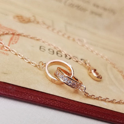 [Clover Jewelry]LOVE DOUBLE RING HALF DIAMOND BRACELET