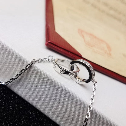 [Clover Jewelry]LOVE DOUBLE RING HALF DIAMOND BRACELET