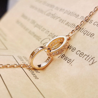 [Clover Jewelry]LOVE DOUBLE RING HALF DIAMOND BRACELET