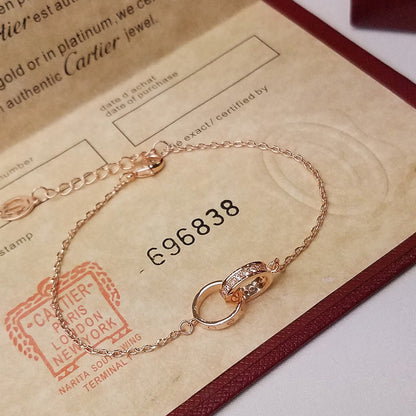 [Clover Jewelry]LOVE DOUBLE RING HALF DIAMOND BRACELET