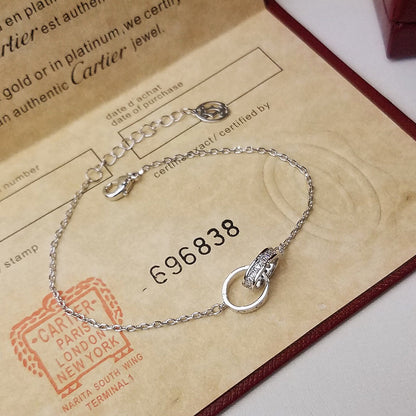 [Clover Jewelry]LOVE DOUBLE RING HALF DIAMOND BRACELET