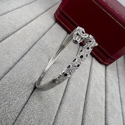 [Clover Jewelry]PANTHERE DOUBLE HEADED HALF DIAMOND OPEN BRACELET