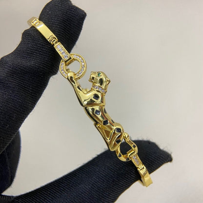 [Clover Jewelry]PANTHERE HALF DIAMOND ON CHAIN BRACELET