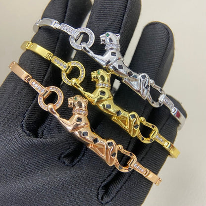 [Clover Jewelry]PANTHERE HALF DIAMOND ON CHAIN BRACELET