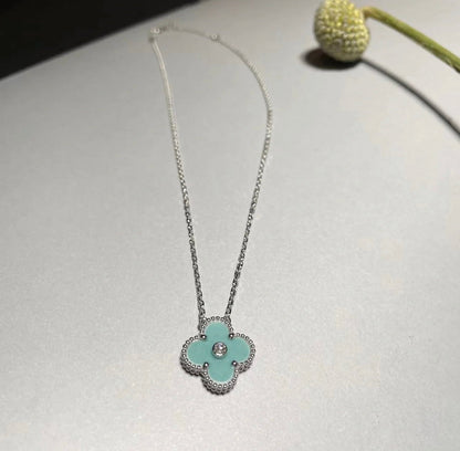 [Clover Jewelry]CLOVER 1 DIAMOND LIGHT BLUE SILVER NECKLACE