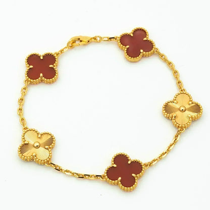 [Clover Jewelry]CLOVER  5 MOTIFS CARNELIAN GOLD BRACELET