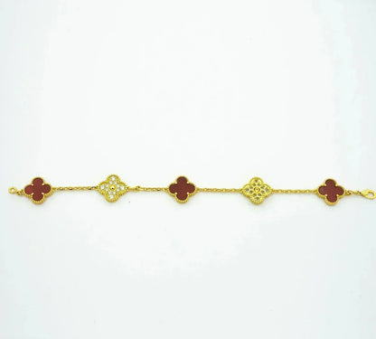 [Clover Jewelry] CLOVER 5 MOTIF RED CORNELIAN BRACELET COLLECTION
