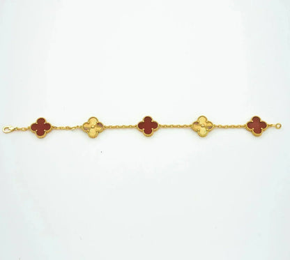 [Clover Jewelry] CLOVER 5 MOTIF RED CORNELIAN BRACELET COLLECTION