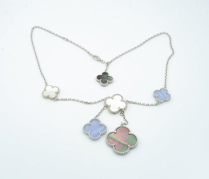 [Clover Jewelry]CLOVER MOP CHALCEDONY NECKLACE SILVER 6 MOTIF