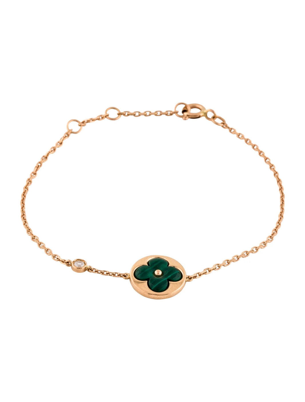 [Clover Jewelry]SUN MALACHITE 1 DIAMOND PINK GOLD BRACELET