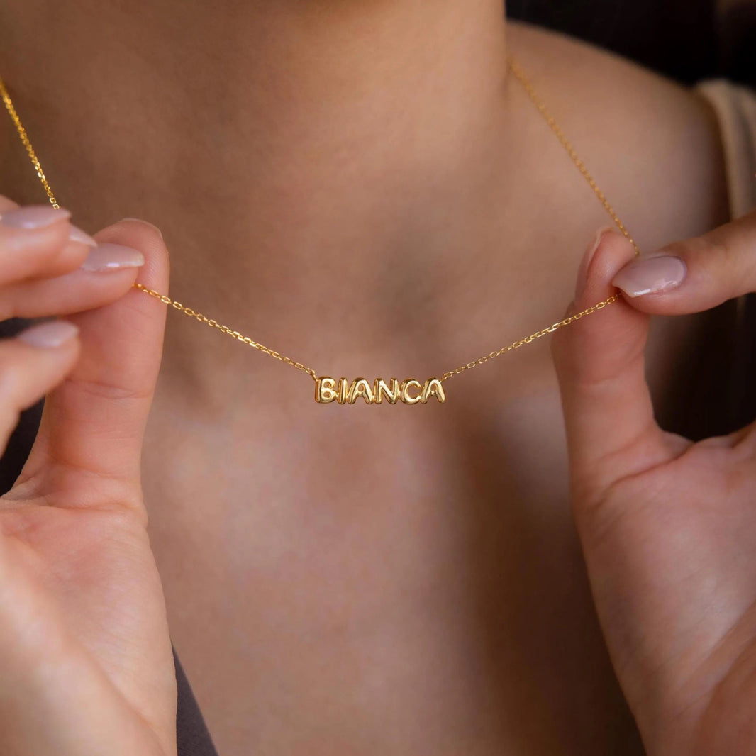 Tiny Bubble Name Necklace