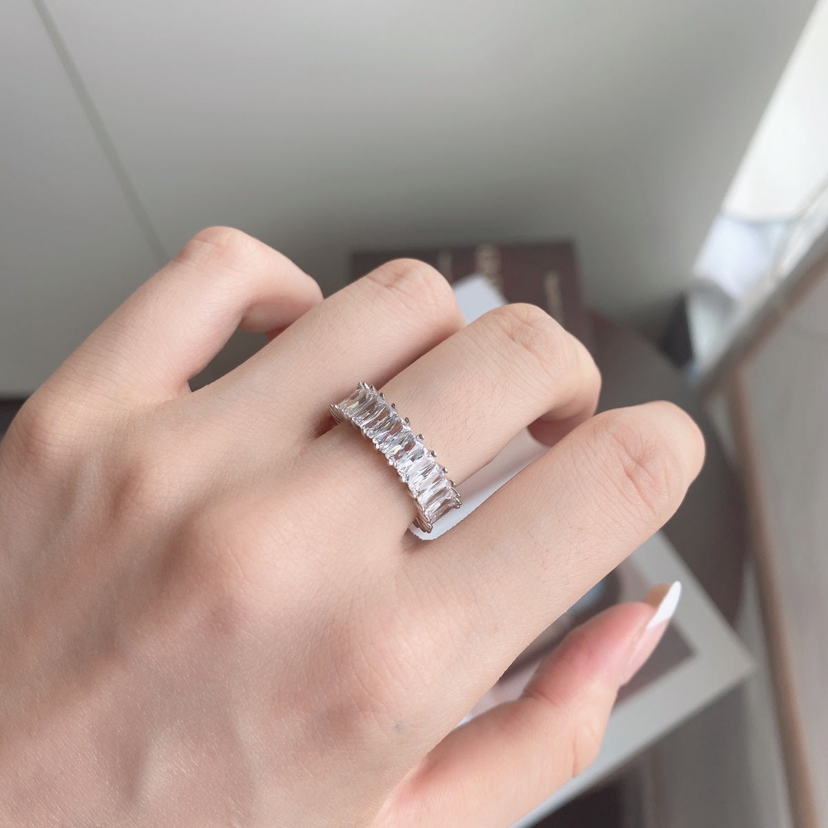 [Clover Jewelry]Unique Colorful Radiant Cut RIng