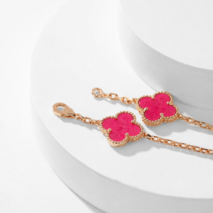 [Clover Jewelry]NEW CLOVER 10 MOTIFS PINK ENAMEL NECKLACE
