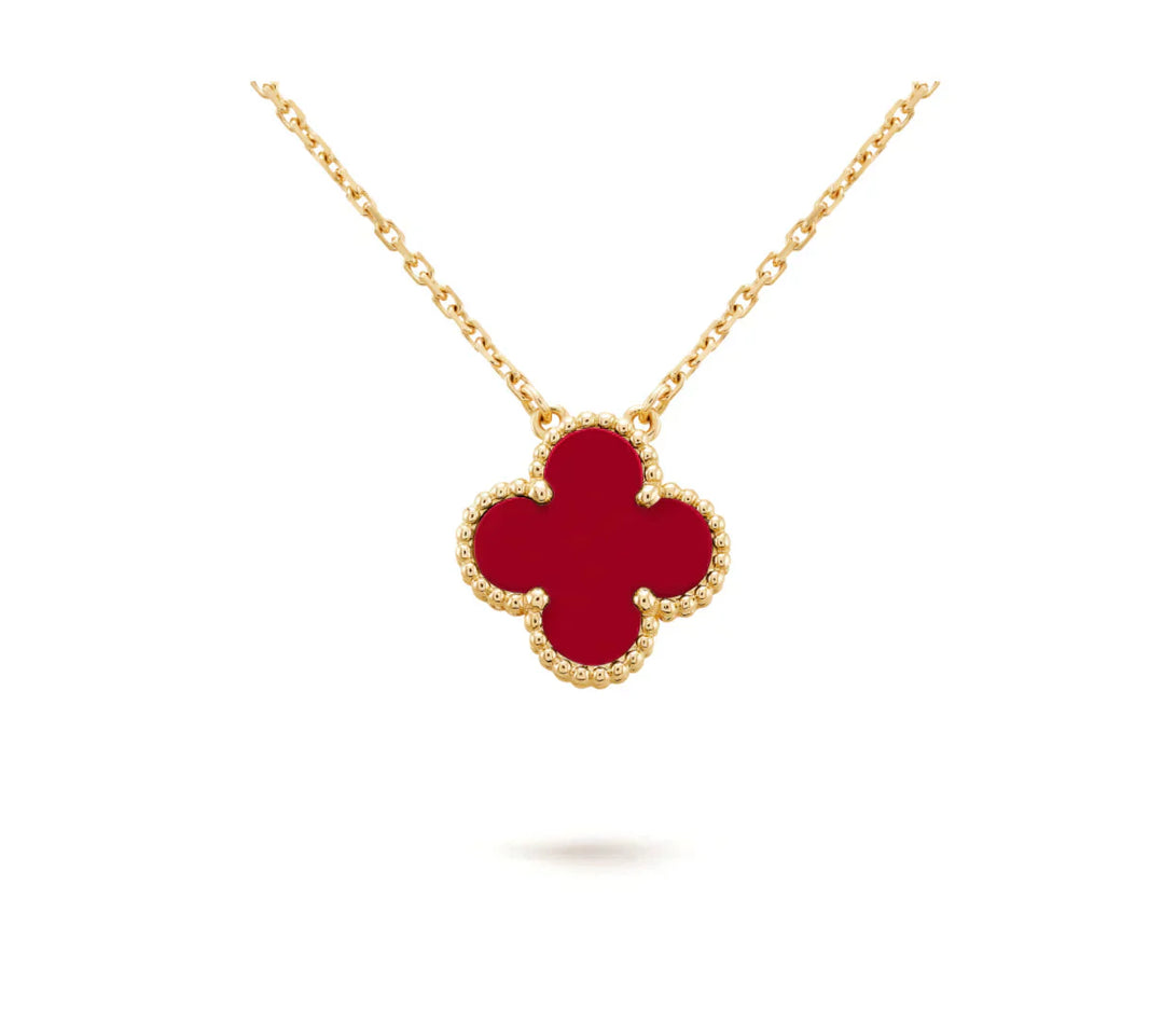 [Clover Jewelry]CLOVER 15MM CARNELIAN SINGLE FLOWER NECKLACE