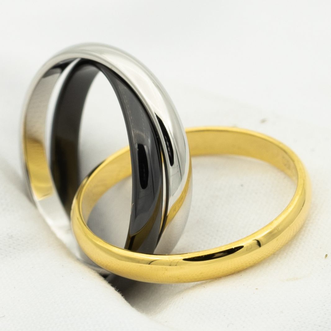 [Clover Jewelry]TRINITY RING BLACK GOLD SILVER