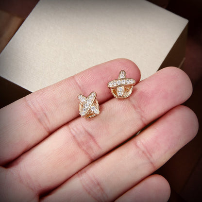 [Clover Jewelry]JEUX DE GOLD DIAMOND EARRINGS