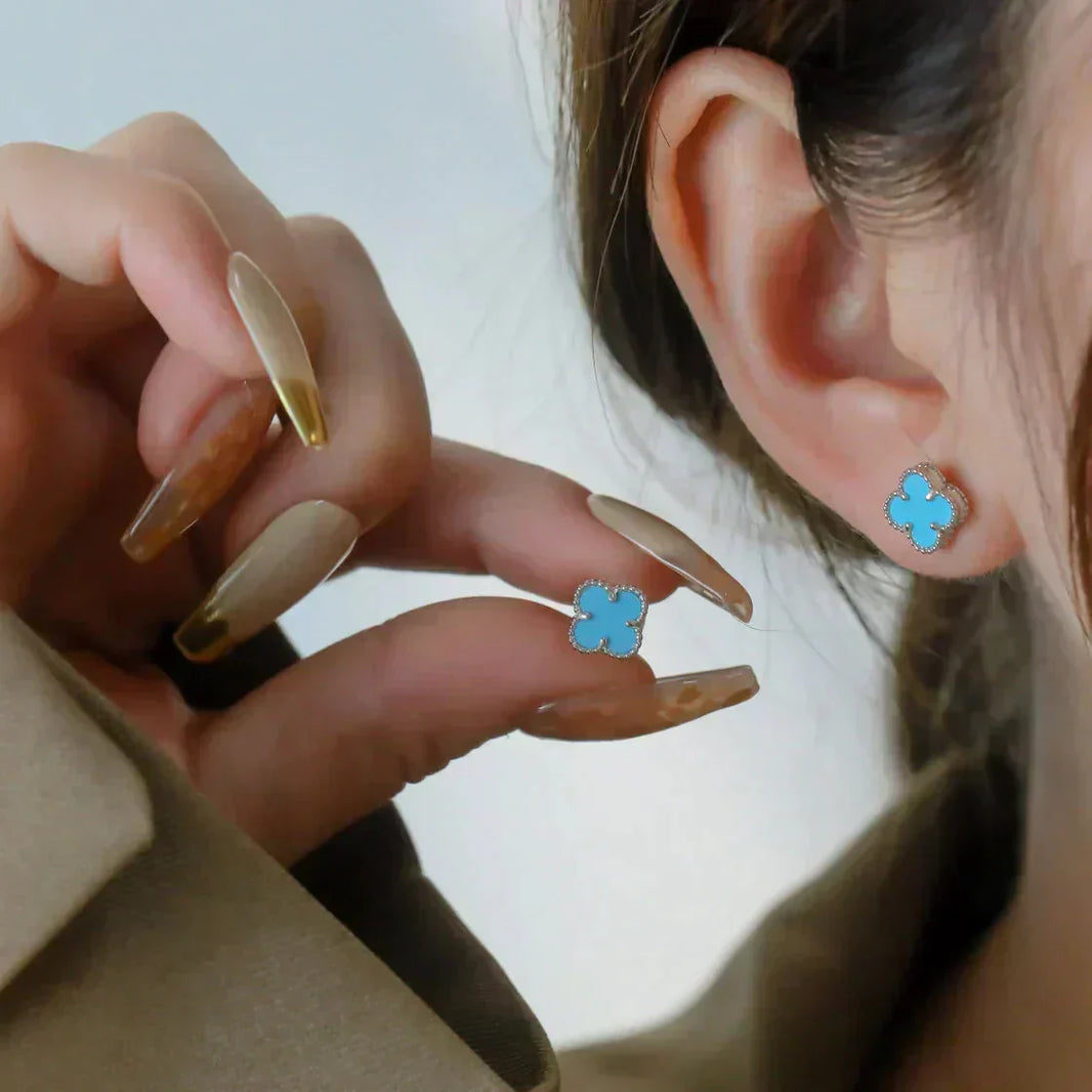 [Clover Jewelry]CLOVER MINI 9.5MM ONYX STUD EARRINGS SILVER