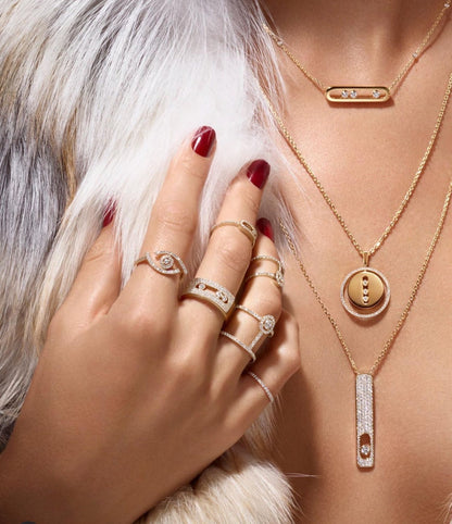 [Clover Jewelry]LUCKY MOVE PM NECKLACE PINK GOLD DIAMOND