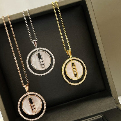 [Clover Jewelry]LUCKY MOVE MM NACRE BLANCHE DIAMOND NECKLACE