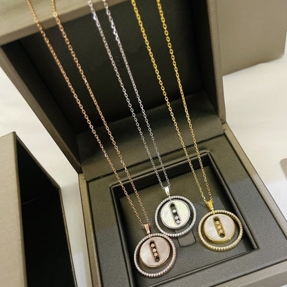 [Clover Jewelry]LUCKY MOVE MM NACRE BLANCHE DIAMOND NECKLACE