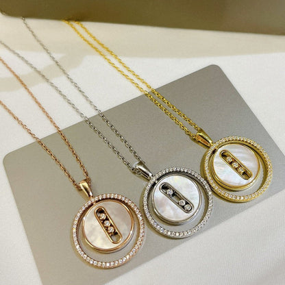[Clover Jewelry]LUCKY MOVE MM NACRE BLANCHE DIAMOND NECKLACE