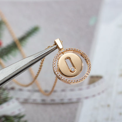 [Clover Jewelry]LUCKY MOVE PM NECKLACE PINK GOLD DIAMOND