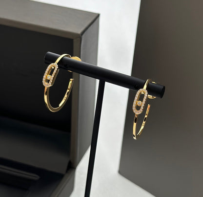 [Clover Jewelry]CREOLES MOVE UNO PM DIAMOND EARRINGS