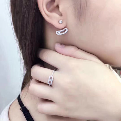 [Clover Jewelry]MOVE UNO SILVER DIAMOND EARRINGS