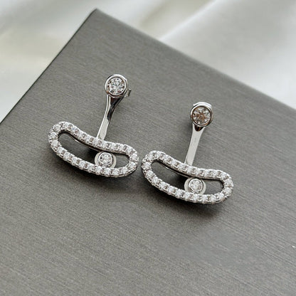 [Clover Jewelry]MOVE UNO SILVER DIAMOND EARRINGS