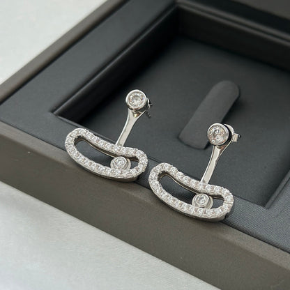 [Clover Jewelry]MOVE UNO SILVER DIAMOND EARRINGS