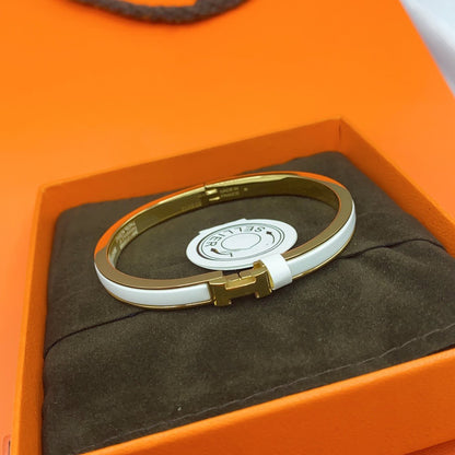 [Clover Jewelry]CLASSIC HM CLIC WHITE 8MM ENAMEL BRACELET