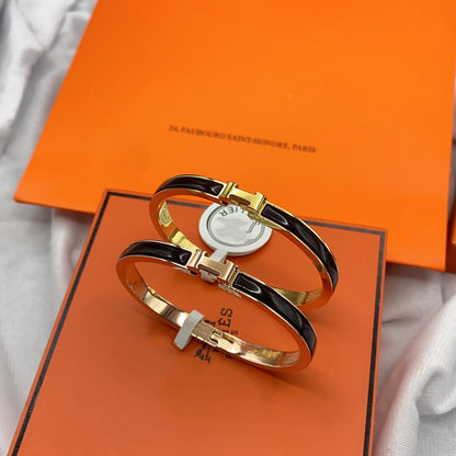 [Clover Jewelry]CLASSIC HM CLIC BLACK 8MM ENAMEL BRACELET
