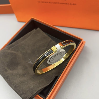 [Clover Jewelry]CLASSIC HM CLIC BLACK 8MM ENAMEL BRACELET