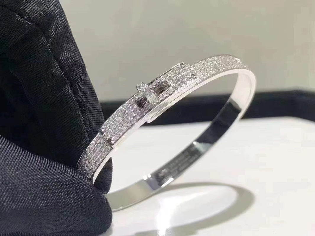 [Clover Jewelry]HM KELLY BRACELET IN SILVER AND FULL PAVE DIAMOND