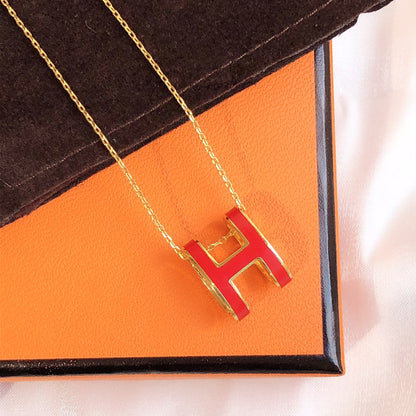 [Clover Jewelry]HM CLIC RED ENAMEL GOLD NECKLACE
