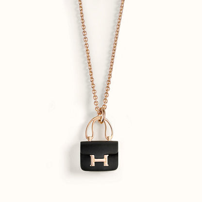 [Clover Jewelry]CONSTANCE BLACK PEDANT PINK GOLD NECKLACE