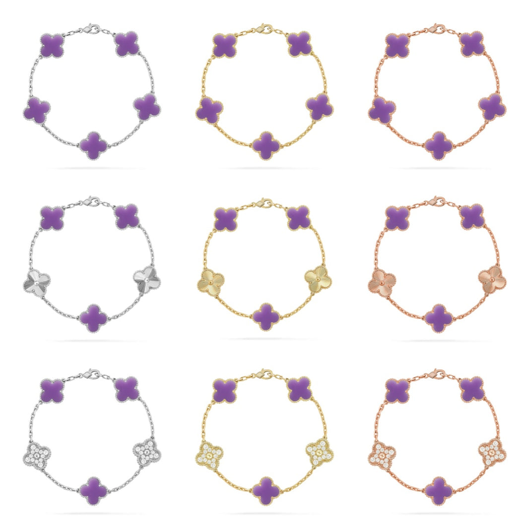 [Clover Jewelry]CLOVER 5 MOTIF LIGHT PURPLE BRACELET COLLECTION