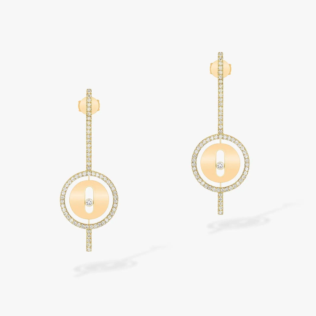 [Clover Jewelry]LUCKY MOVE ARROW PINK GOLD DIAMOND EARRINGS