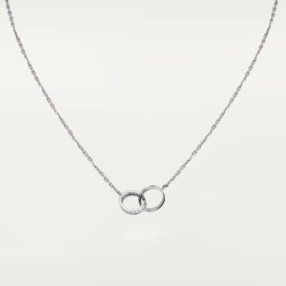 [Clover Jewelry]LOVE DOUBLE RING HALF DIAMOND NECKLACE