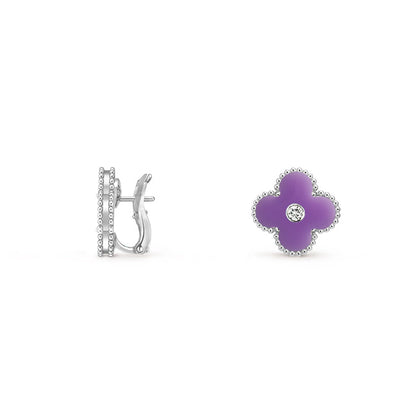 [Clover Jewelry]CLOVER SILVER 15MM MOP DIAMOND EARRINGS COLLECTION