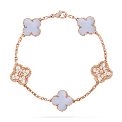 [Clover Jewelry] CLOVER 5 MOTIF PURPLE CHALCEDONY BRACELET COLLECTION