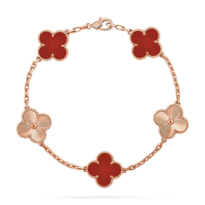 [Clover Jewelry] CLOVER 5 MOTIF RED CORNELIAN BRACELET COLLECTION