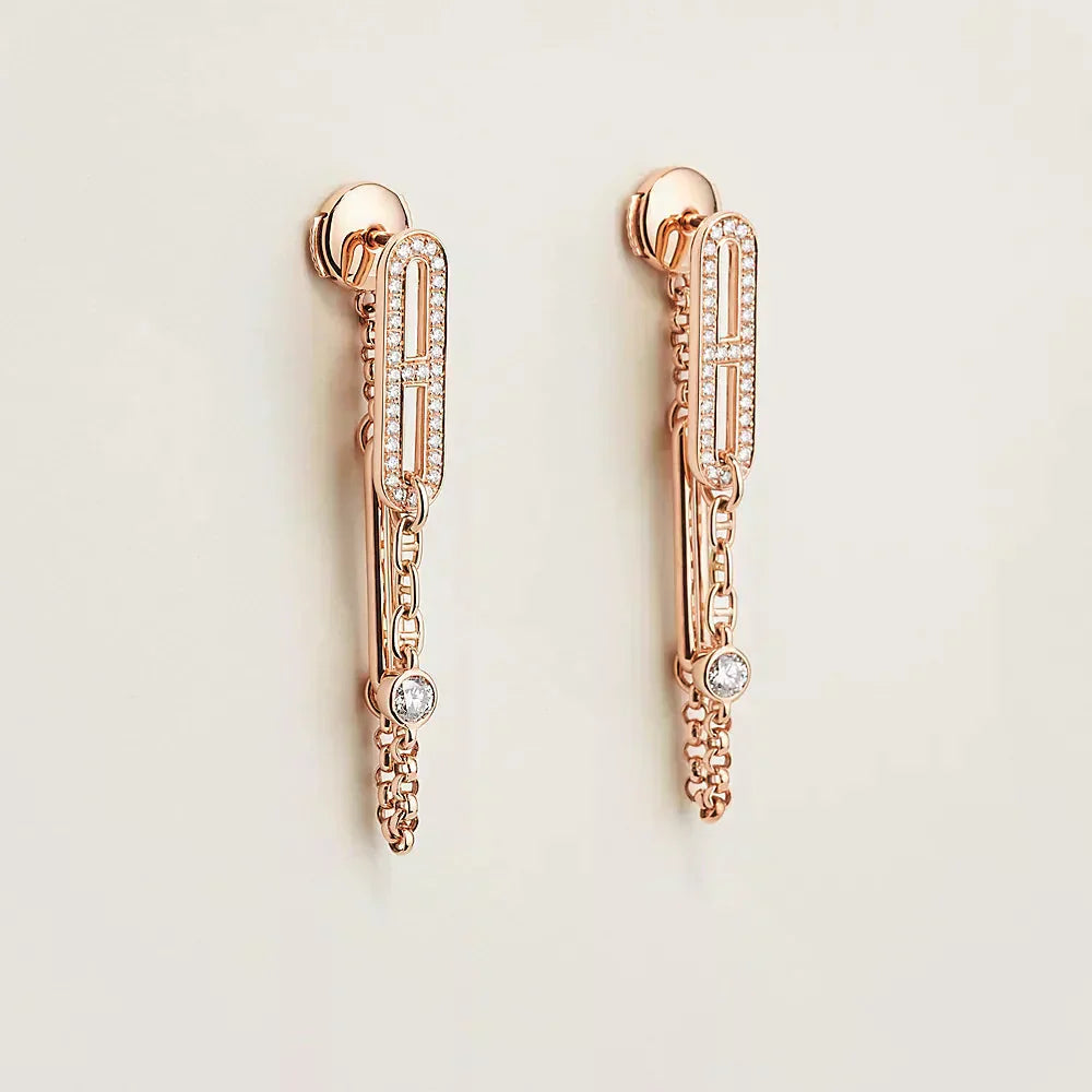 [Clover Jewelry]CHAINE CHAOS DIAMOND DROP EARRINGS