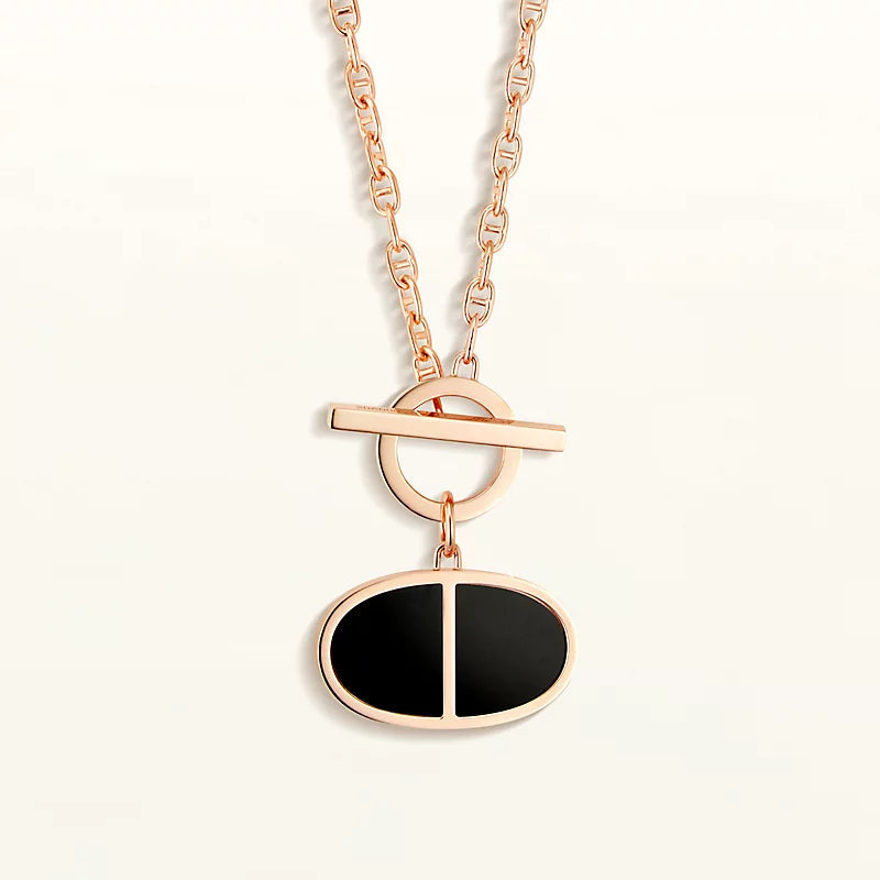 [Clover Jewelry]CHAINE VERSO BLACK CERAMIC NECKLACE