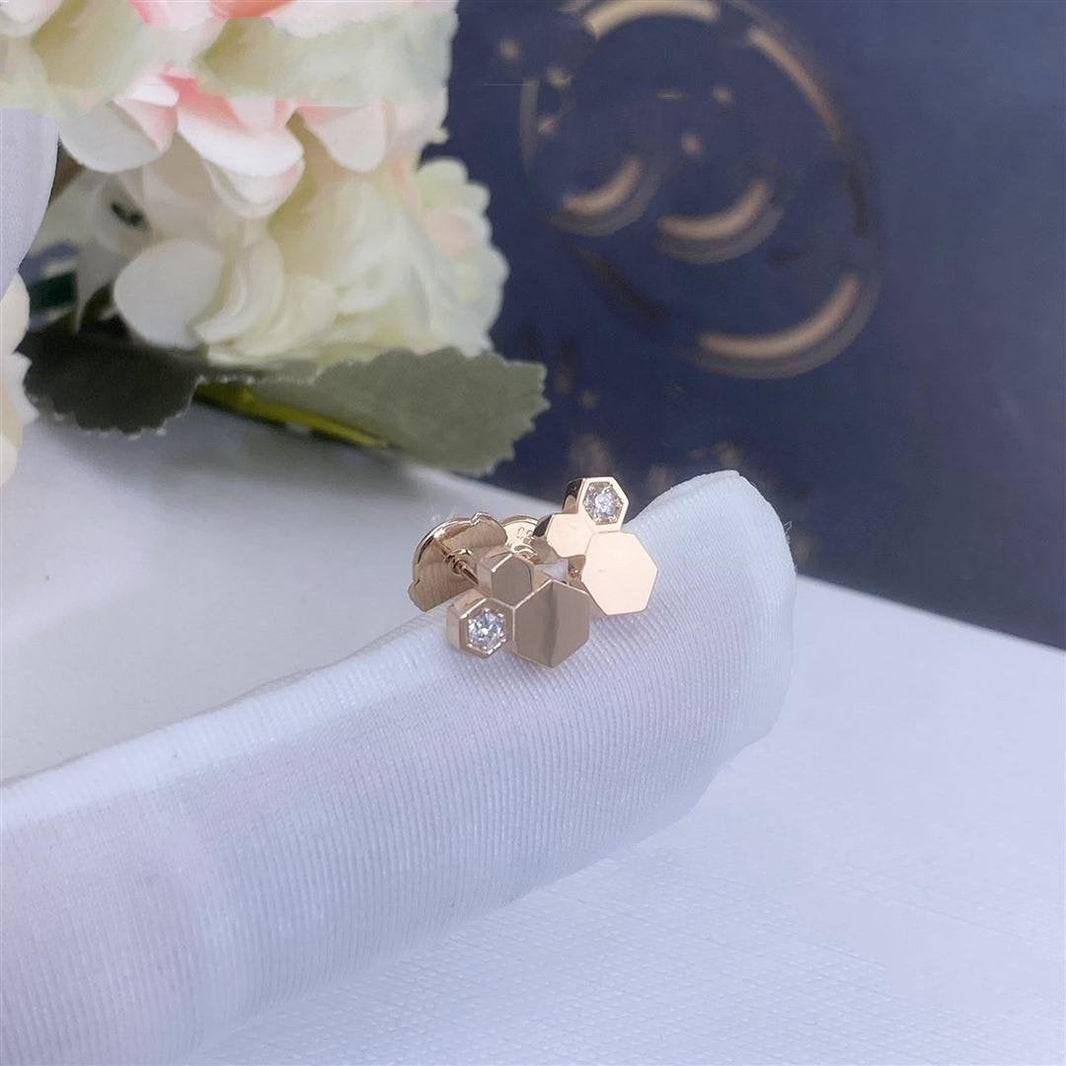 [Clover Jewelry]BEE LOVE PINK GOLD DIAMOND EARRINGS