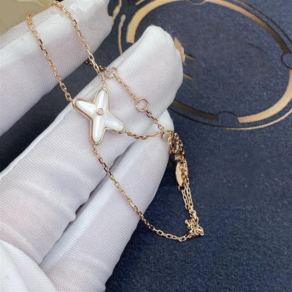 [Clover Jewelry]JEUX BRACELET WHITE MOP PINK GOLD 1 DIAMOND