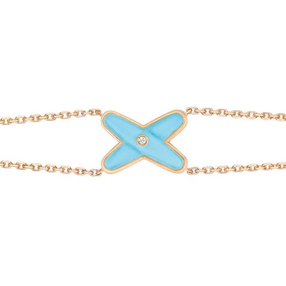 [Clover Jewelry]JEUX BRACELET TURQUOISE PINK GOLD 1 DIAMOND