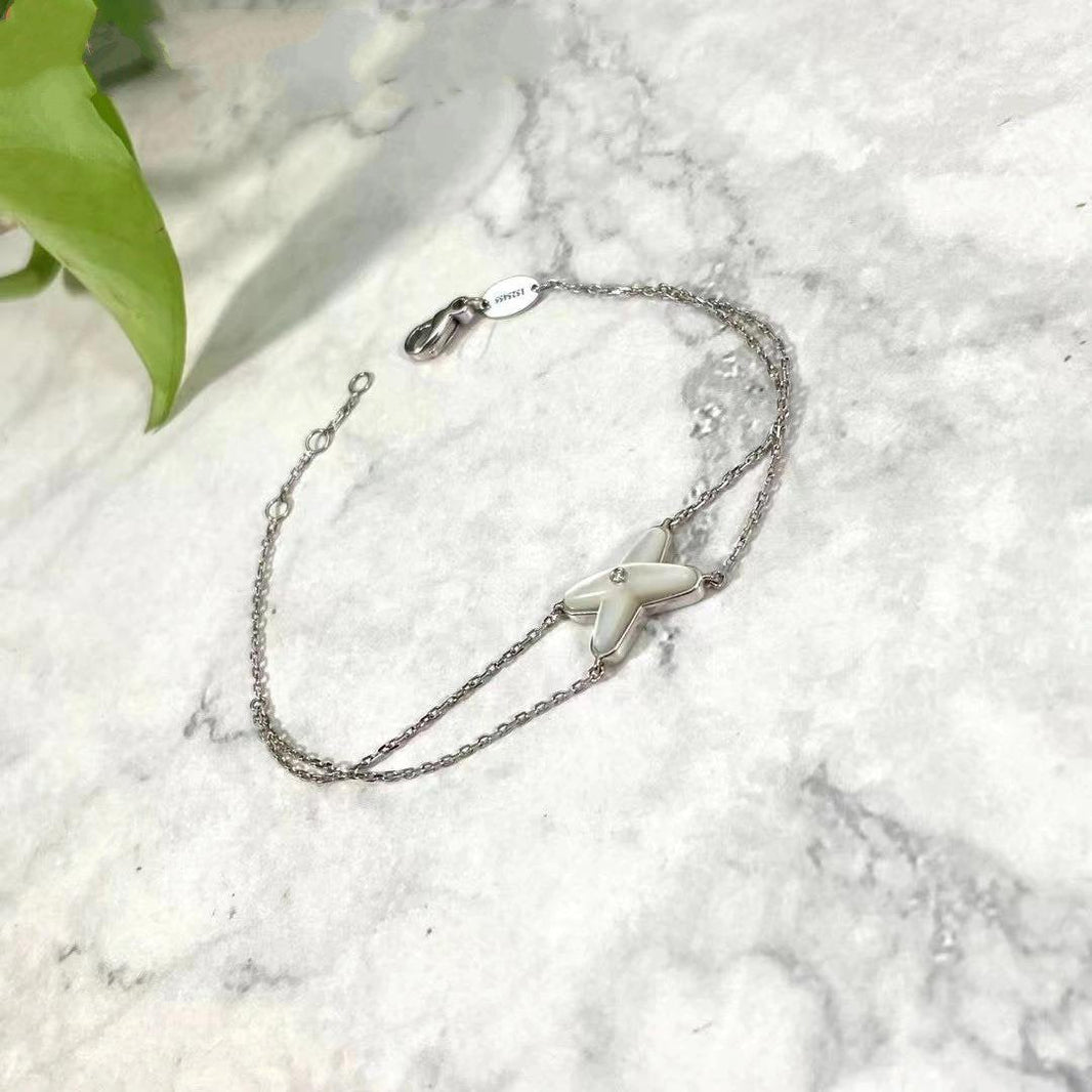 [Clover Jewelry]JEUX BRACELET WHITE MOP SILVER 1 DIAMOND
