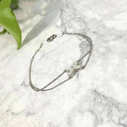 [Clover Jewelry]JEUX BRACELET WHITE MOP SILVER 1 DIAMOND